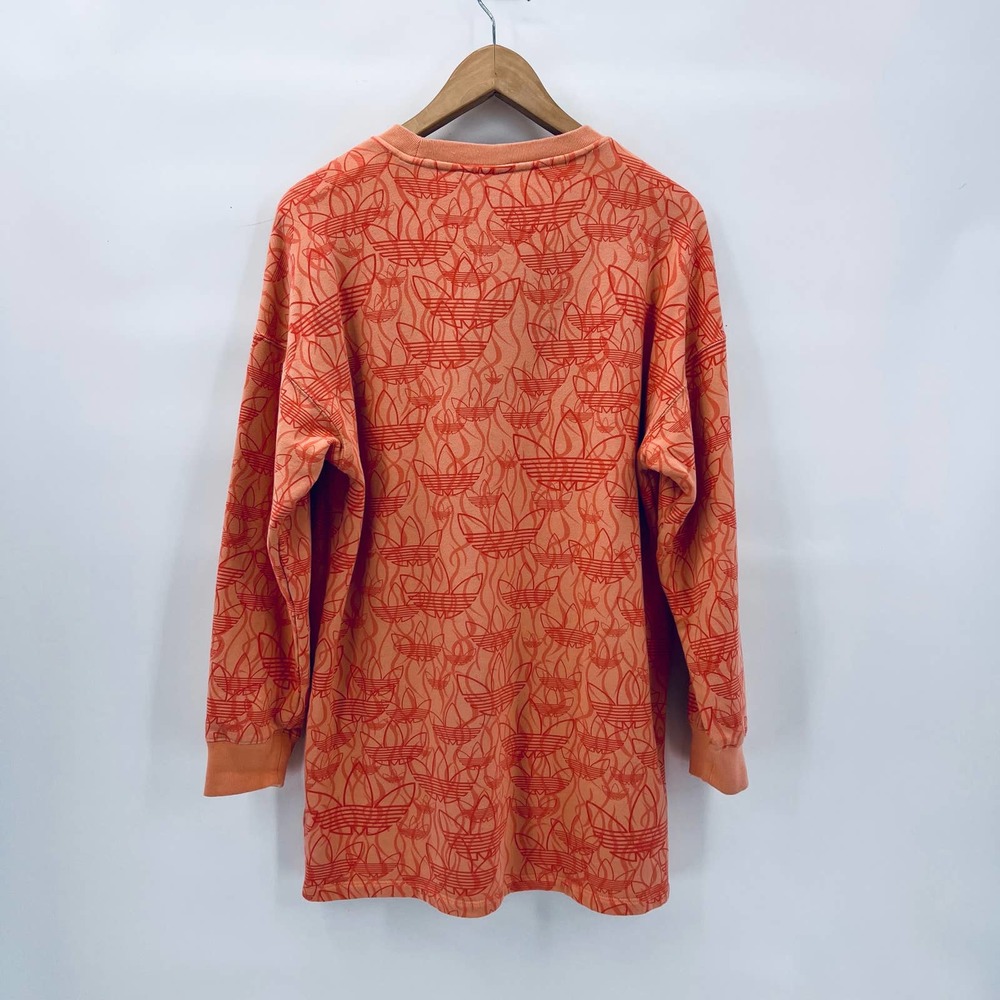 Adidas Womens Trefoil Flame Sweatshirt Dress XS Peach/Orange Loose Fit Logo - Picture 5 of 8